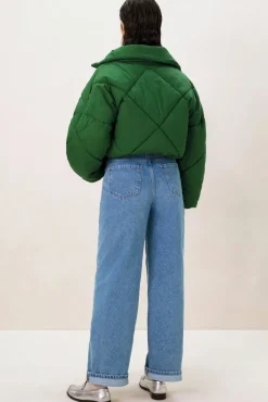 Korte groene quilted jas