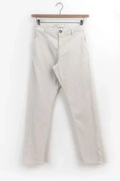 Licht beige mid-rise katoenen twill chino