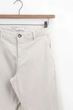 Licht beige mid-rise katoenen twill chino