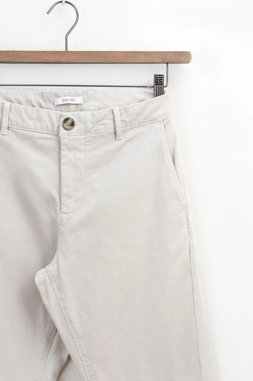Licht beige mid-rise katoenen twill chino
