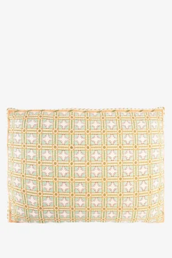 Lichtblauw geruit jacquard kussen