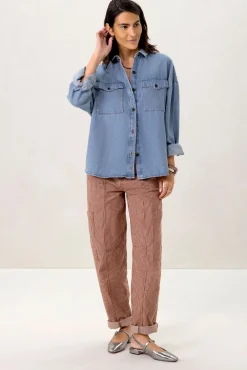 Lichtblauwe denim blouse
