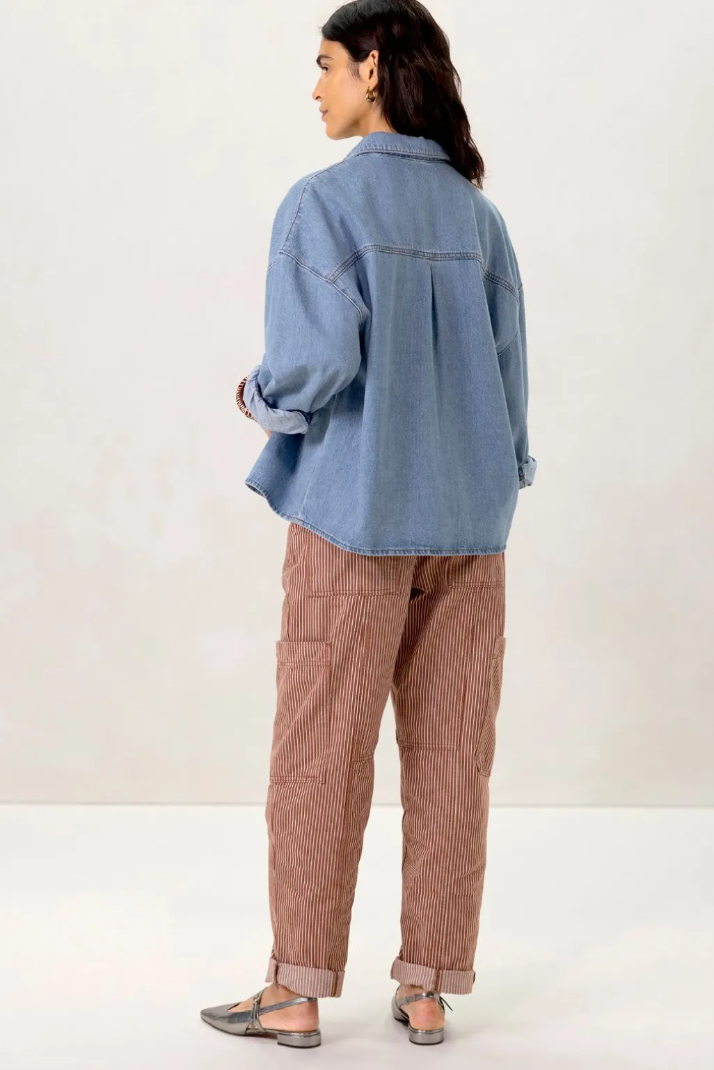 Lichtblauwe denim blouse