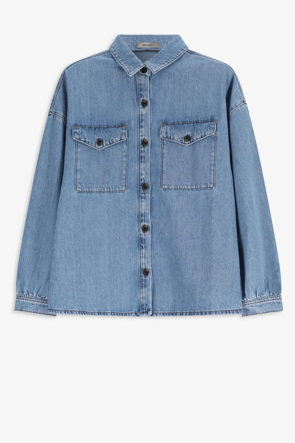 Lichtblauwe denim blouse