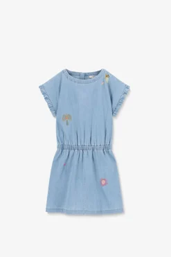 Lichtblauwe denim jurk met embroidery