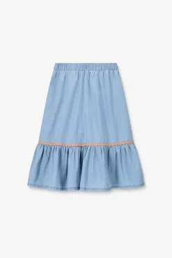 Lichtblauwe denim midi rok