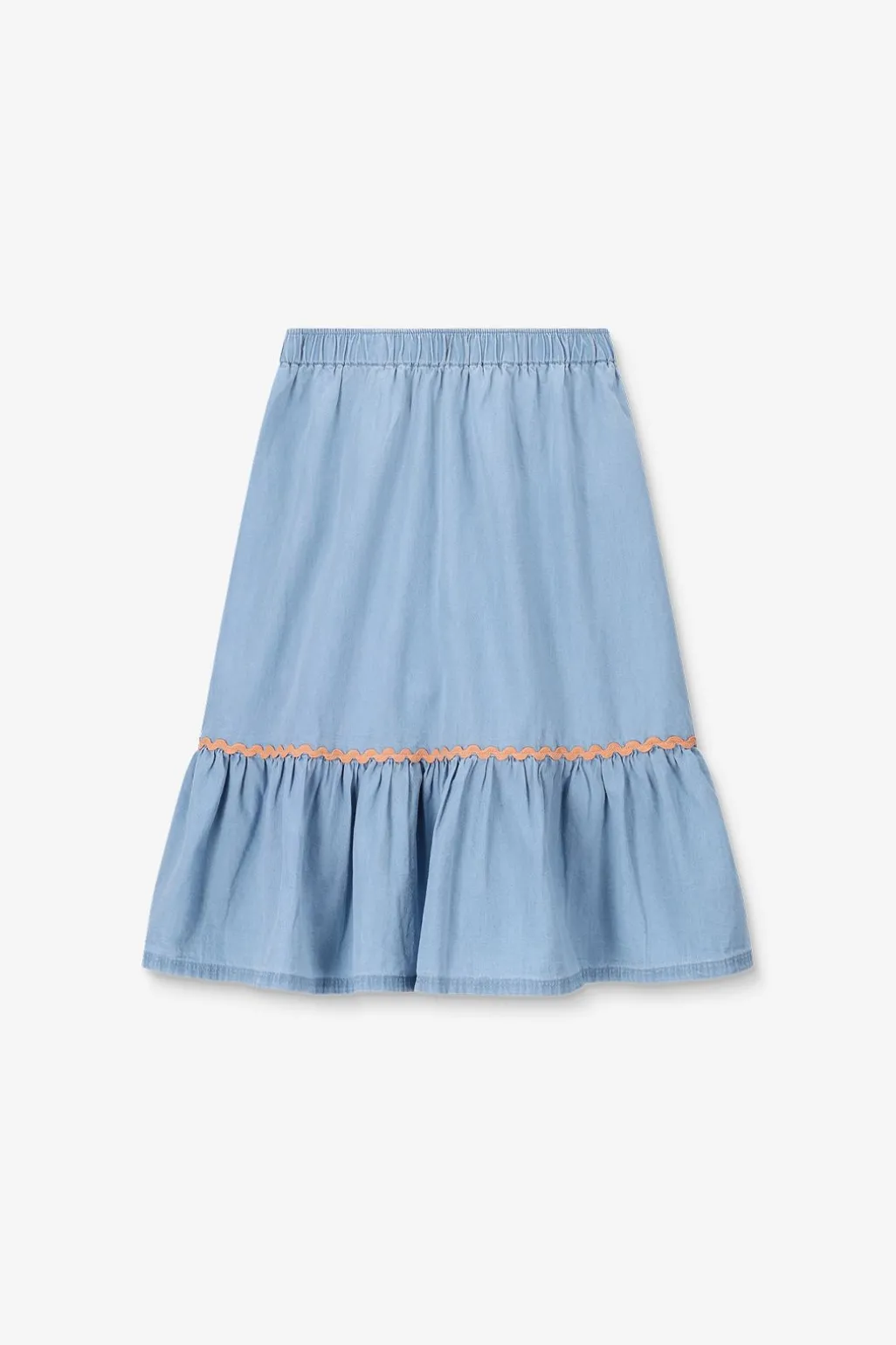 Lichtblauwe denim midi rok