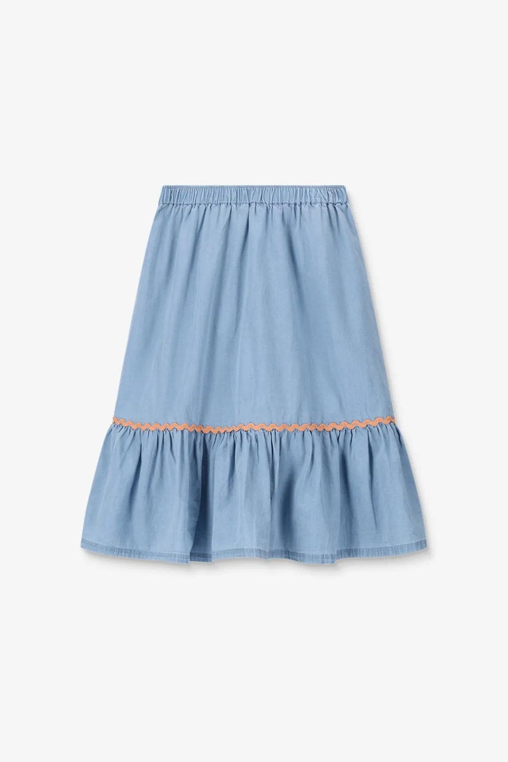 Lichtblauwe denim midi rok