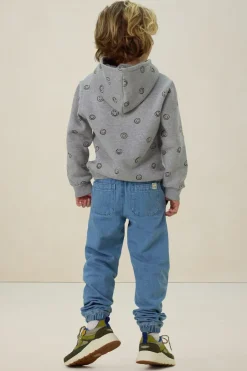 Lichtblauwe denim pull on broek met aantrekkoorden