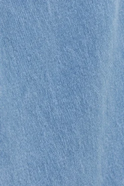 Lichtblauwe denim pull on broek met aantrekkoorden