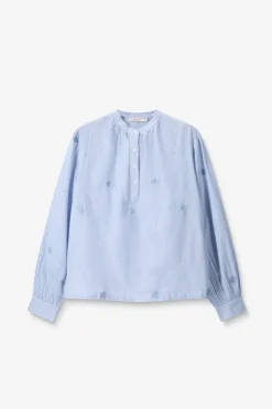 Lichtblauwe gestreepte blouse