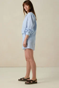 Lichtblauwe gestreepte short