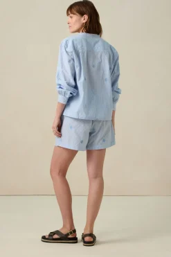 Lichtblauwe gestreepte short