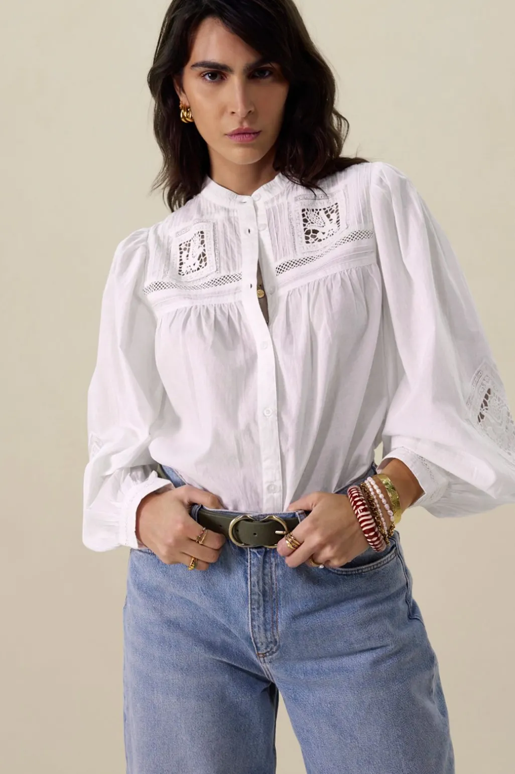 Lichtblauwe high waist wide leg jeans met omgeslagen pijpen