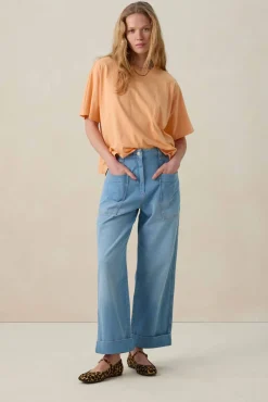 Lichtblauwe mid waist workwear jeans
