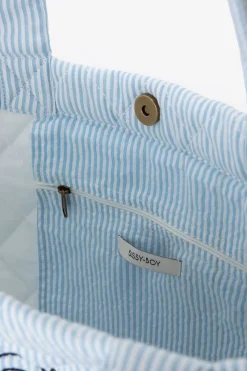 Lichtblauwe shopper met embroidery