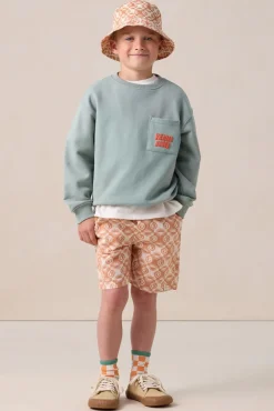 Lichtblauwe sweater met artwork