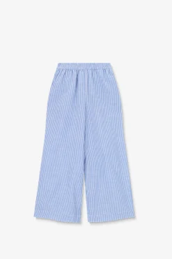 Lichtblauwe wide leg broek met strepen
