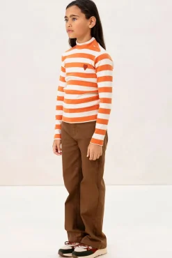 Lichtbruine denim wide leg jeans