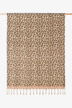 Lichtbruine hamamdoek met leopard print
