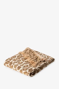 Lichtbruine hamamdoek met leopard print