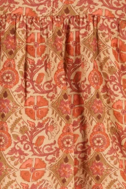 Lichtbruine jurk met multicolour print