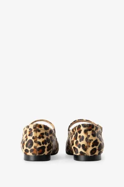 Lichtbruine leren ballerina's met leopard print