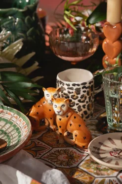 Lichtbruine mok met leopard print