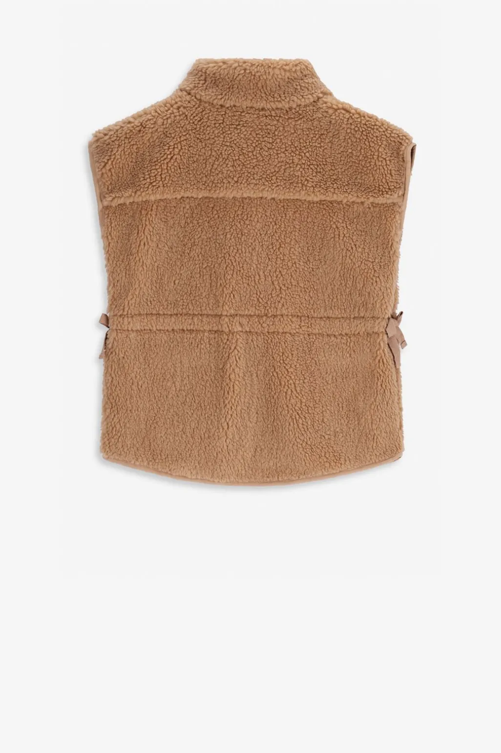 Lichtbruine teddy gilet met aantrekkoord