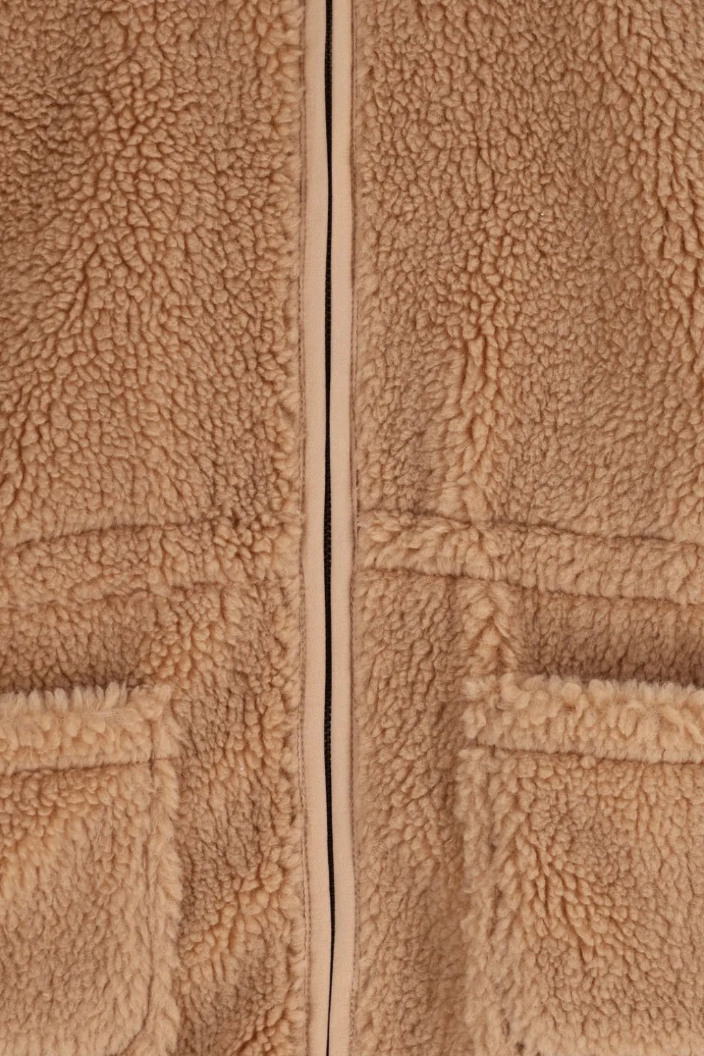Lichtbruine teddy gilet met aantrekkoord