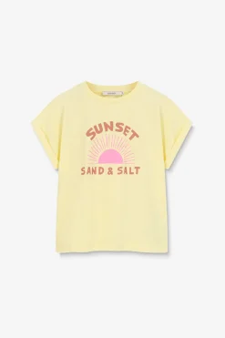 Lichtgeel T-shirt met artwork