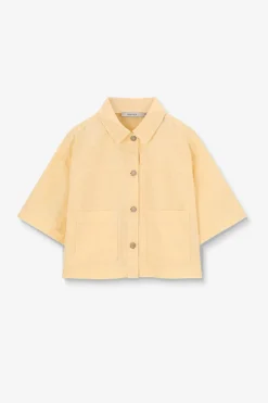 Lichtgele blouse met opgestikte zakken
