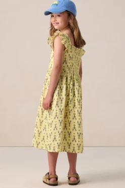 Lichtgele maxi jurk met kreeft print