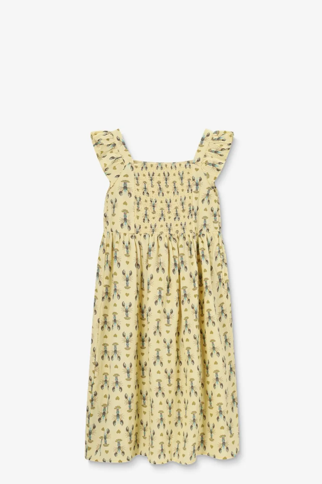 Lichtgele maxi jurk met kreeft print
