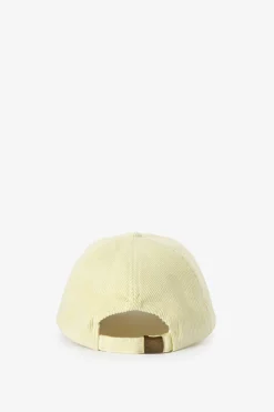 Lichtgele ribstof pet met tekst