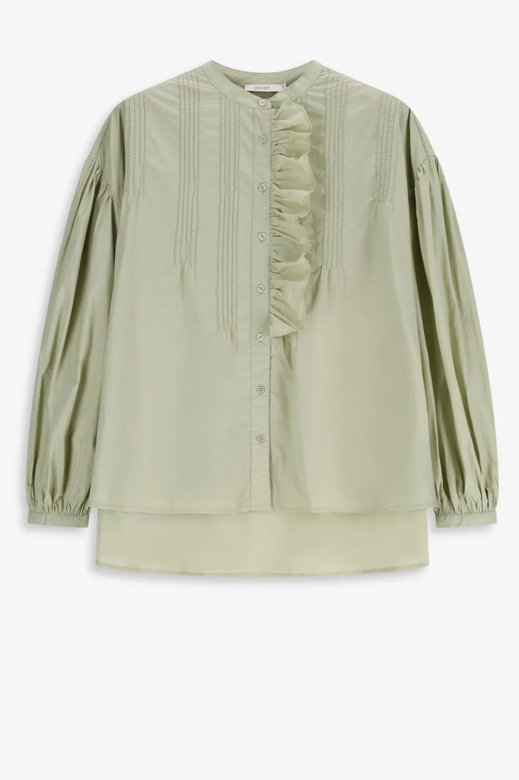 Lichtgroene blouse met borduurwerk