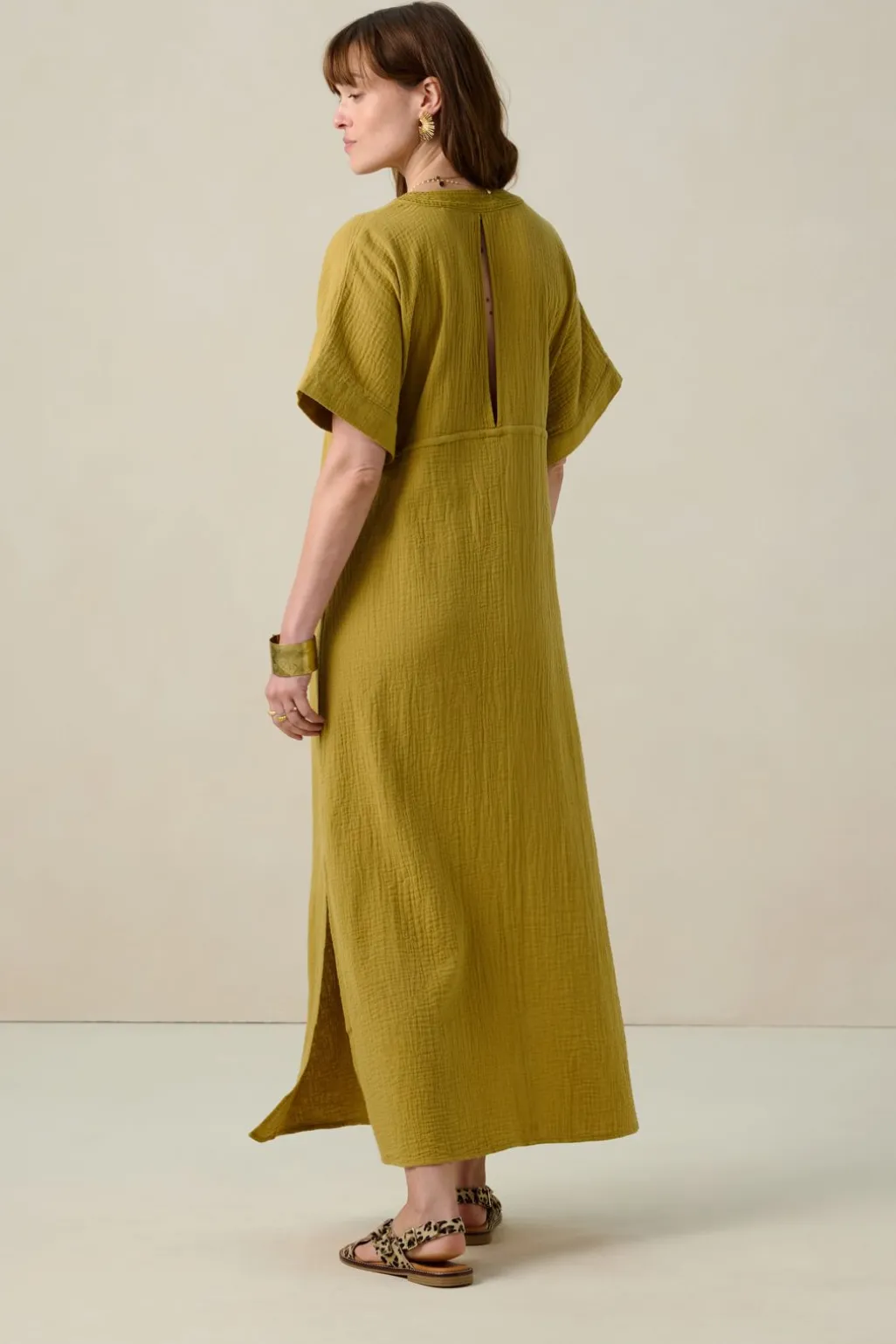 Lichtgroene kaftan maxi jurk