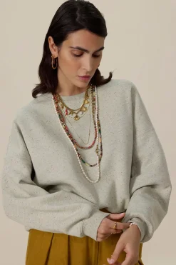 Lichtgroene sweater met melange effect