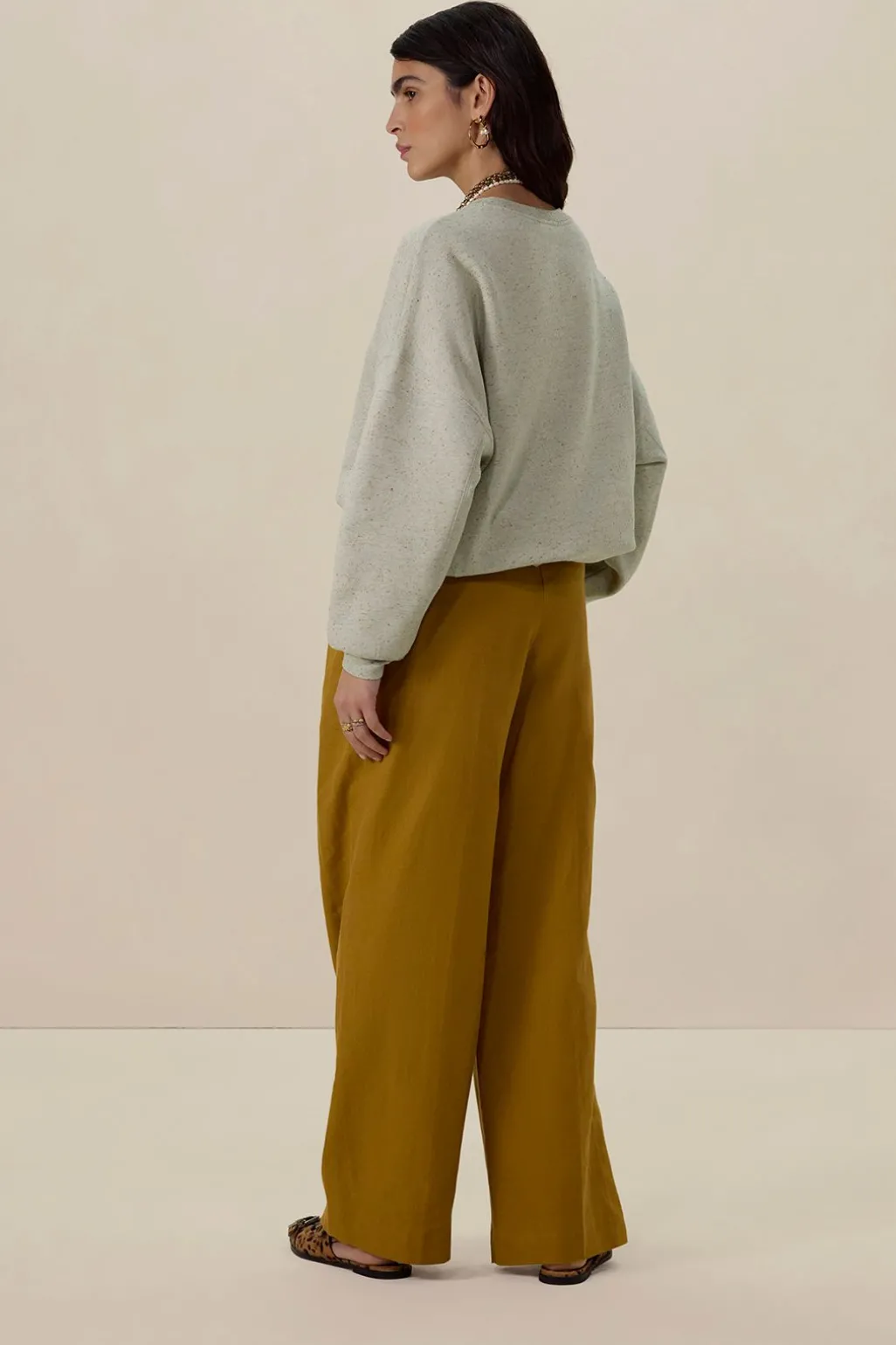 Lichtgroene sweater met melange effect