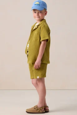 lichtgroene wafelstof shorts