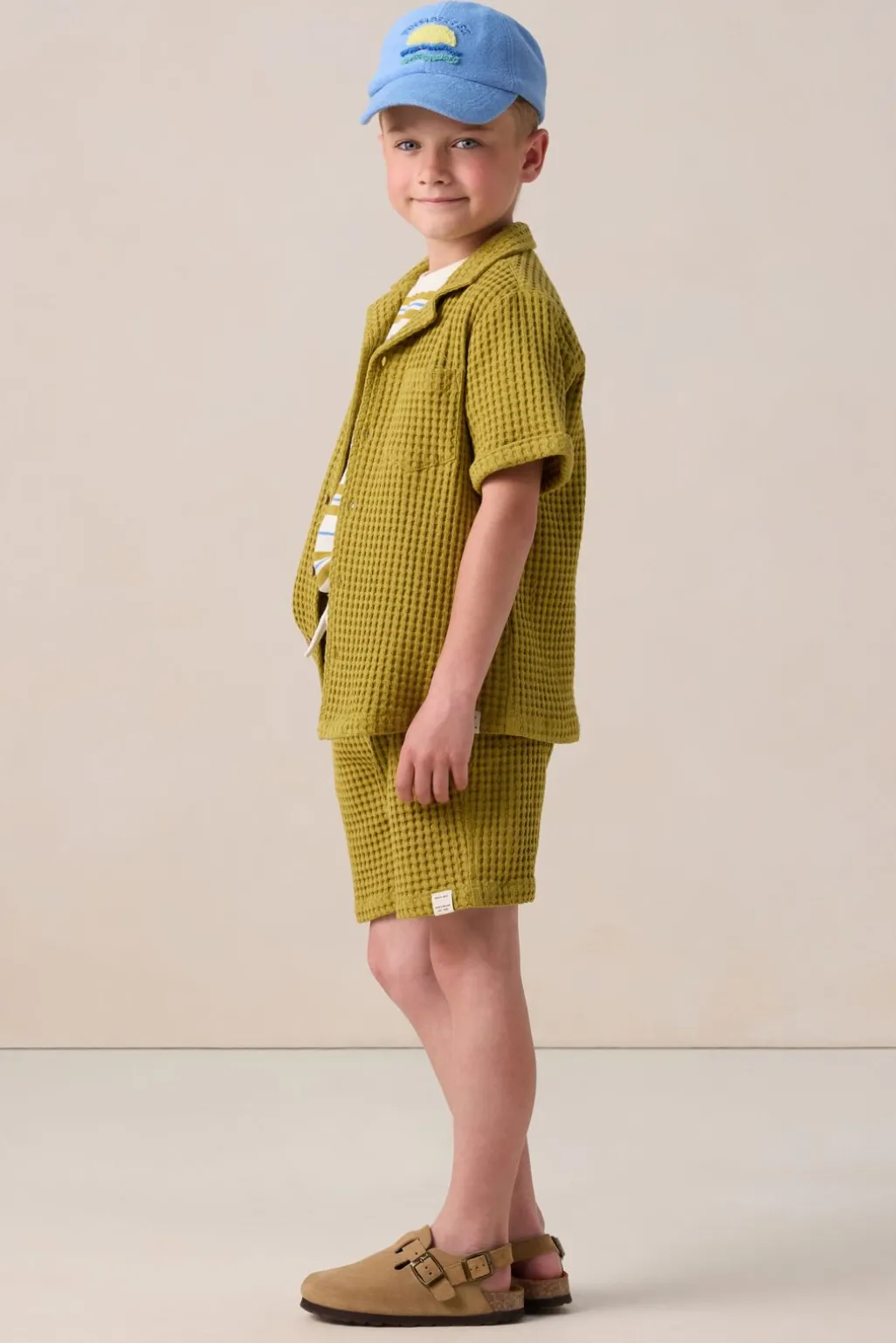 lichtgroene wafelstof shorts