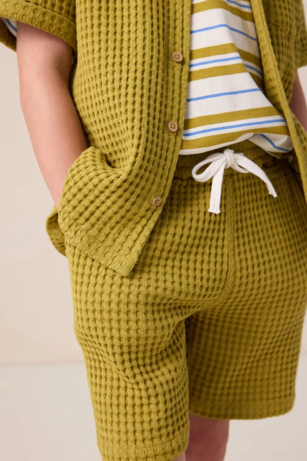 lichtgroene wafelstof shorts