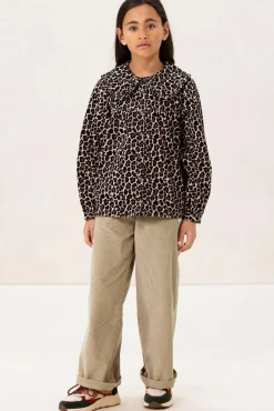 Lichtgroene wide leg corduroy broek