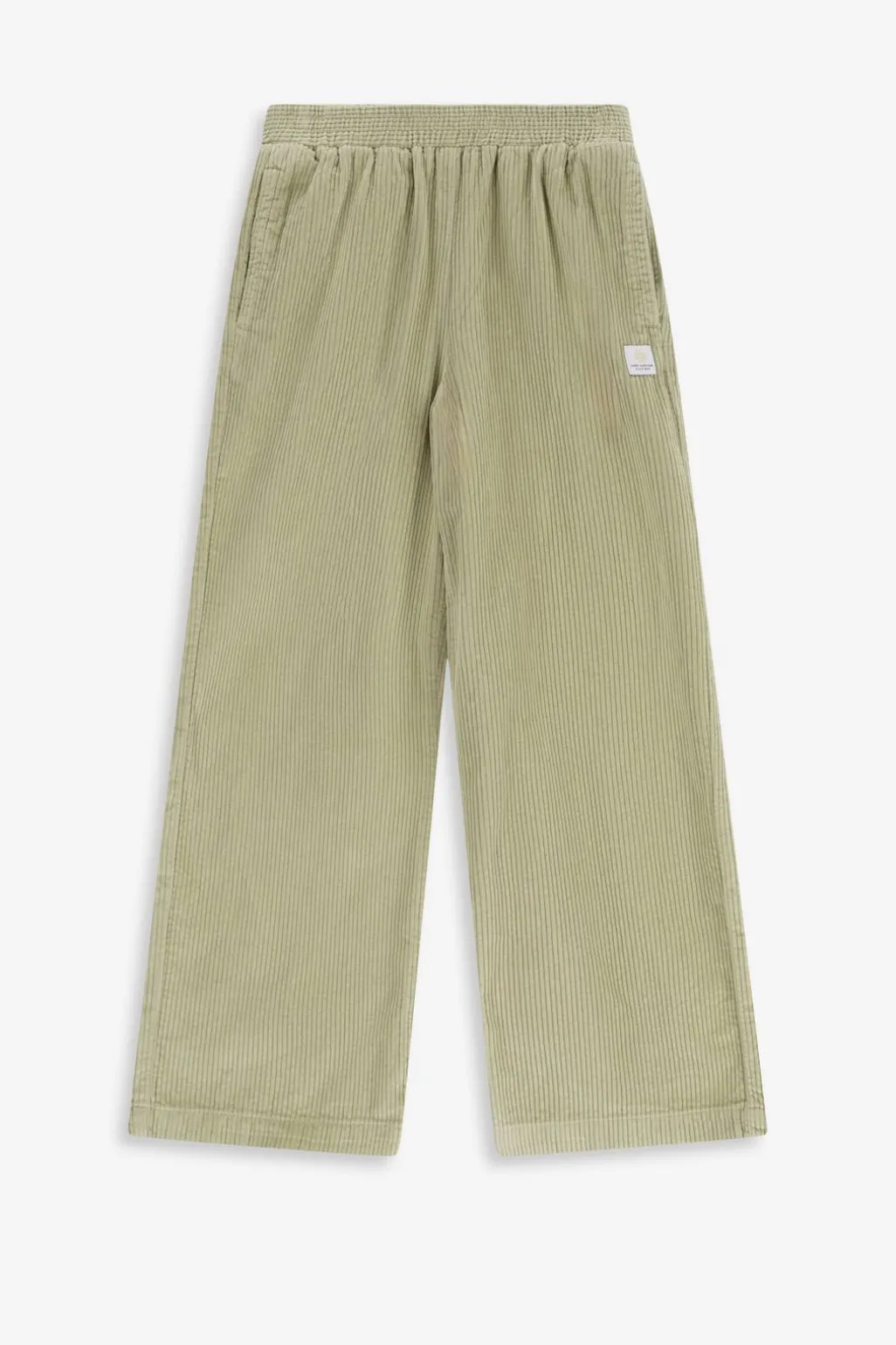 Lichtgroene wide leg corduroy broek