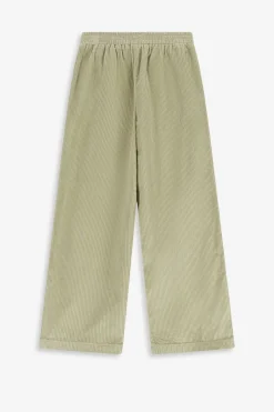 Lichtgroene wide leg corduroy broek