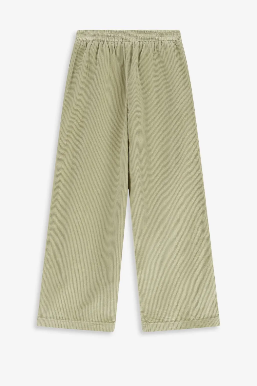 Lichtgroene wide leg corduroy broek