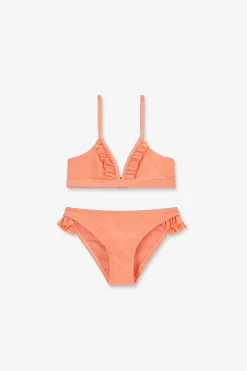 Lichtoranje bikini met ruffles