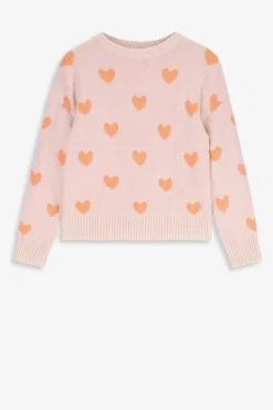 Lichtoranje gebreide trui met jacquard print