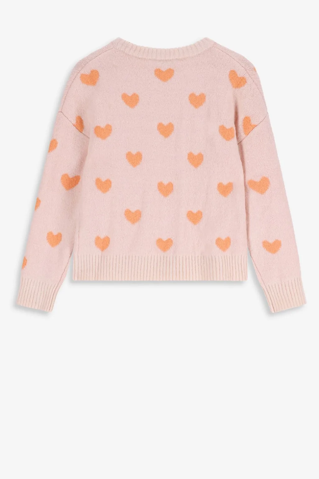 Lichtoranje gebreide trui met jacquard print