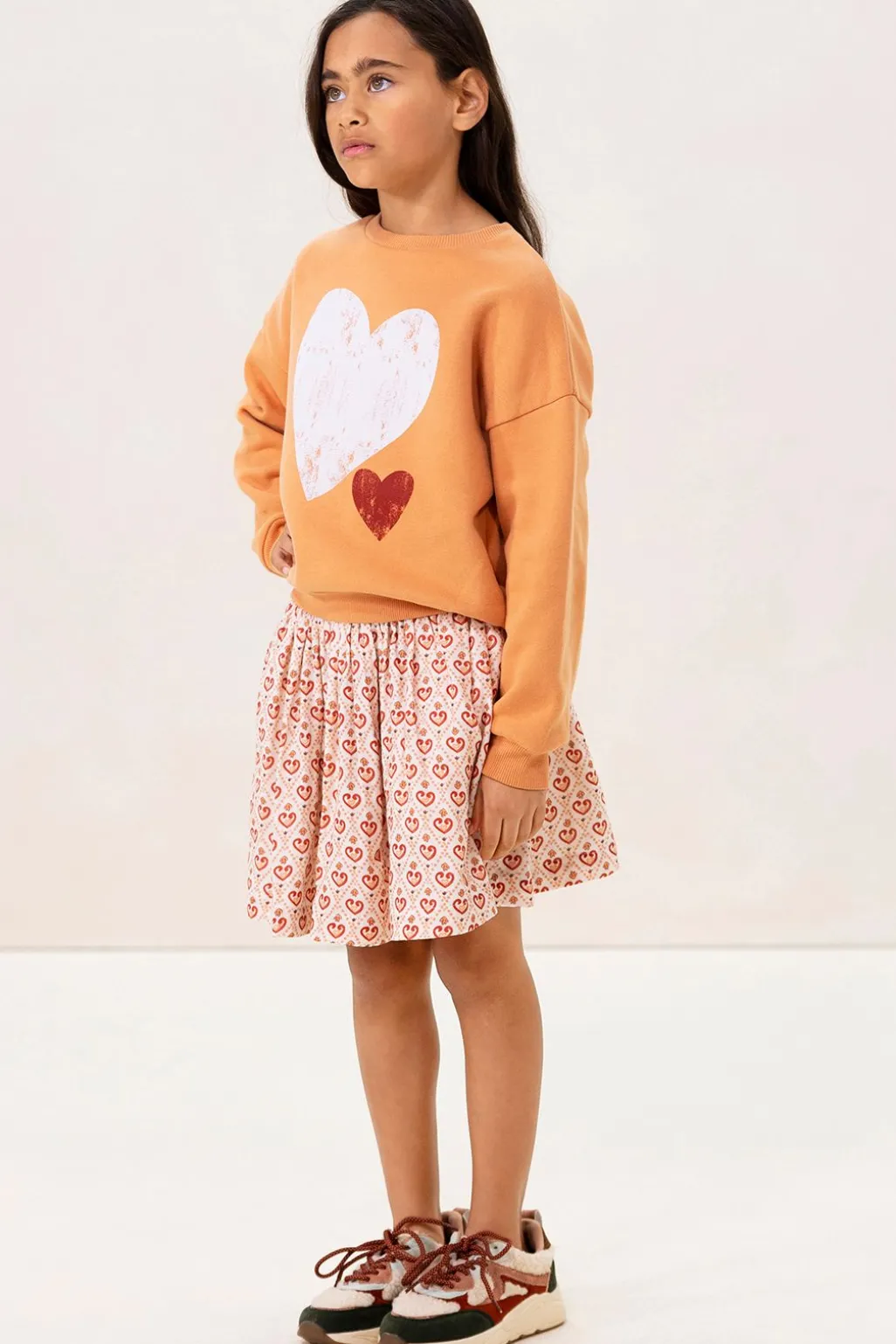 Lichtoranje oversized sweater met artwork